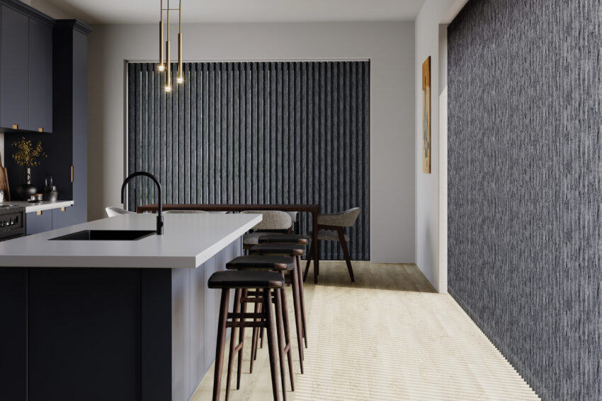 Vertical blinds in a ktichen area